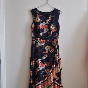 Midi Dress Navy Floral Wrap Dress Roz & Ali